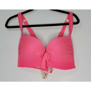 Torrid Size 2 Hot Pink Bikini Top Padded Retro Pin Up Bow Support